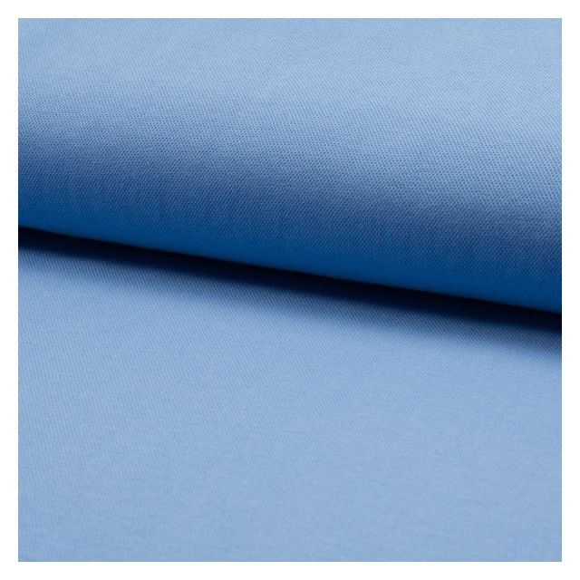 Tissu Jersey Piqué de coton spécial Polo Bleu ciel - Par 10 cm