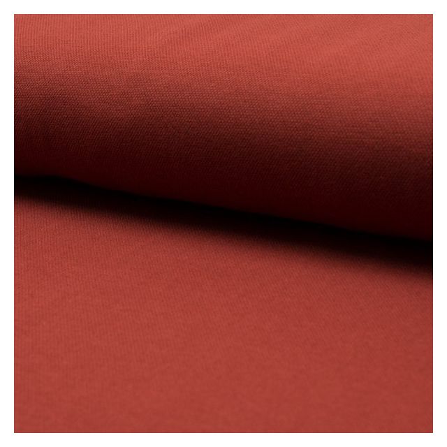 Tissu Jersey Piqué de coton spécial Polo Brique - Par 10 cm
