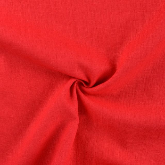 Tissu 100% Lin uni Rouge