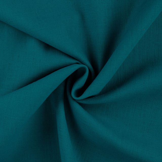 Tissu 100% Lin uni Bleu pétrole