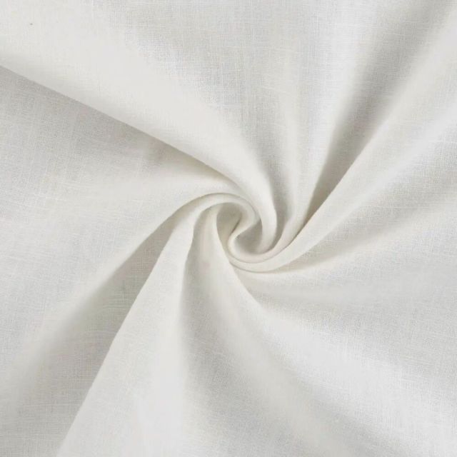 Tissu 100% Lin uni Blanc pur