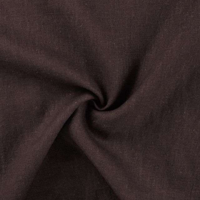 Tissu 100% Lin uni Marron chocolat