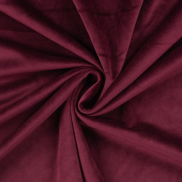 Coupon Tissu Velours ras d'habillement uni Bordeaux - Coupon de 70 cm