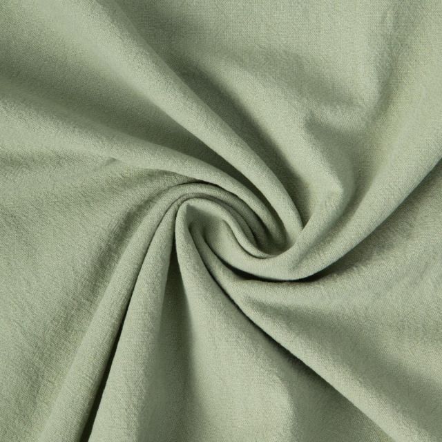 Tissu Coton Lavé aspect Lin uni Vert amande