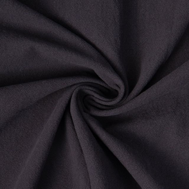 Tissu Coton Lavé aspect Lin uni Noir