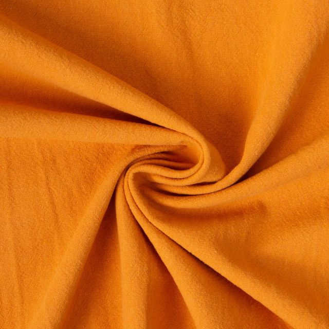 Tissu Coton Lavé aspect Lin uni Orange