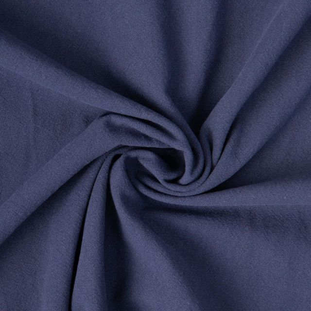 Tissu Coton Lavé aspect Lin uni Bleu marine