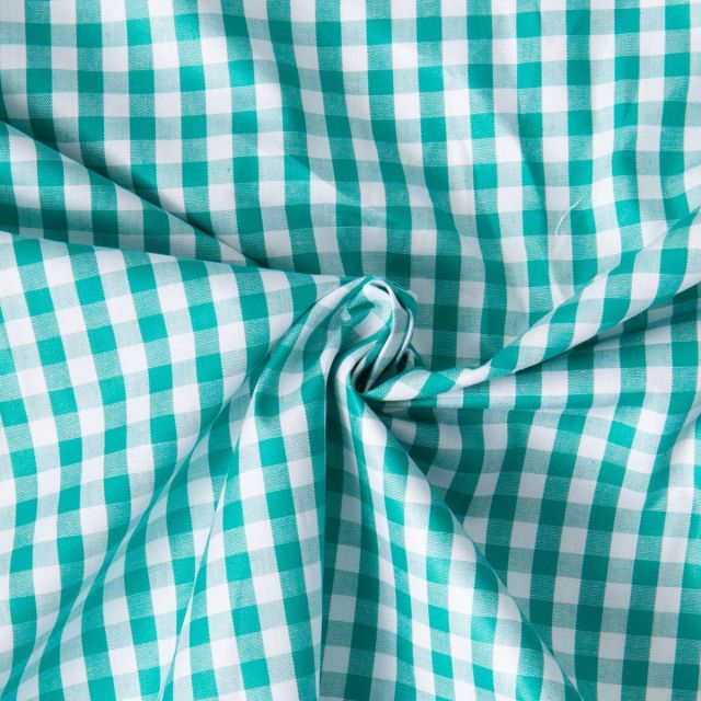Tissu Vichy Laury Petits carreaux 5 mm Vert émeraude