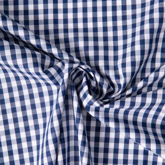 Tissu Vichy Laury Petits carreaux 5 mm Bleu marine