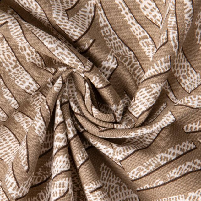 Tissu Toile de Coton polyester Bestia sur fond Naturel