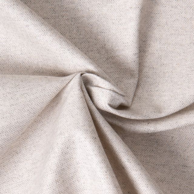 Tissu Toile de Coton enduite Lurex argent sur fond Blanc chiné