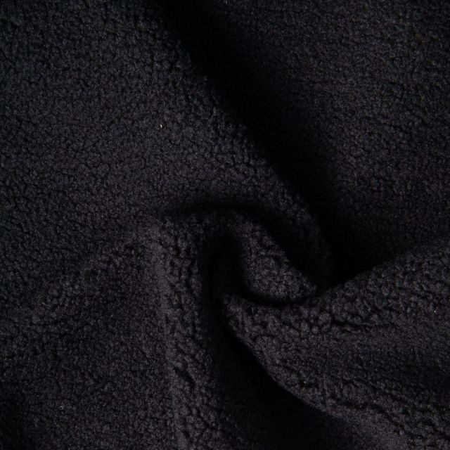 Coupon Tissu Bouclette d'ameublement uni Noir - Coupon de 140 cm
