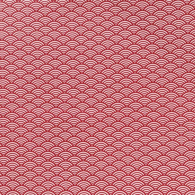 Tissu Coton Enduit Sushis Rouge - Par 10 cm