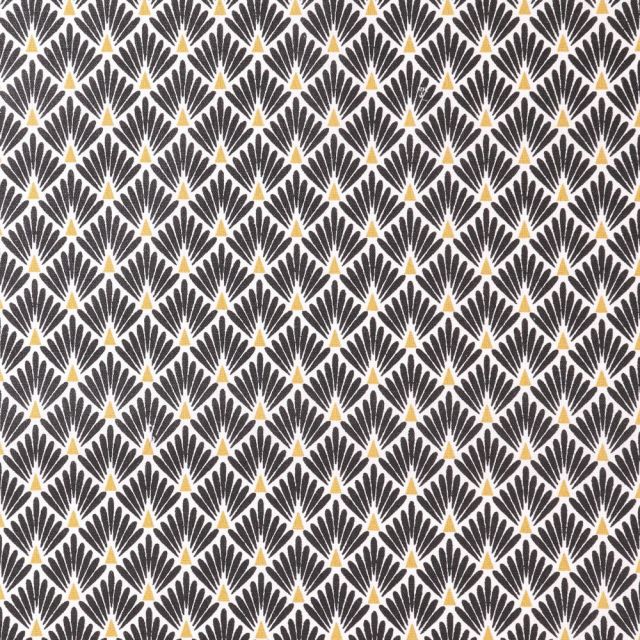 Tissu Coton Imprimé Arty Ecailles Noires sur fond Blanc - Par 10 cm