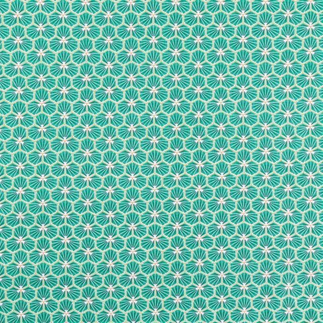 Tissu Coton Imprimé Arty Riad Vert Emeraude - Par 10 cm