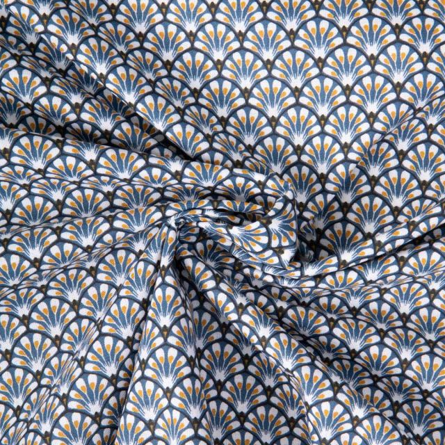 Tissu Coton imprimé Arty éventails Gaudi sur fond Gris