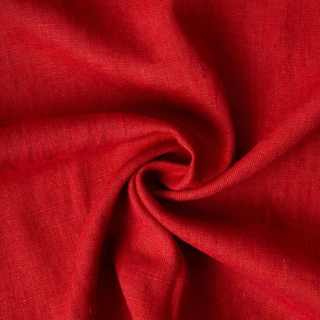 Tissu 100% Lin lavé Vérone uni Rouge