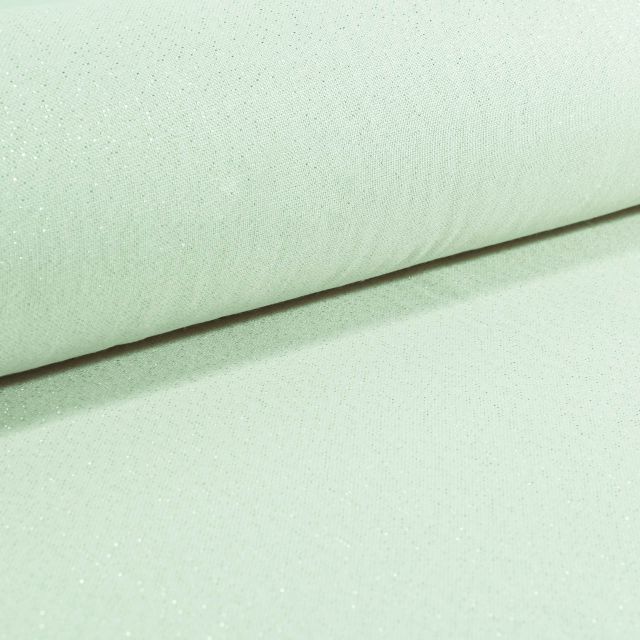 Tissu Toile Polycoton Lurex uni Cubex Vert Amande - Par 10 cm