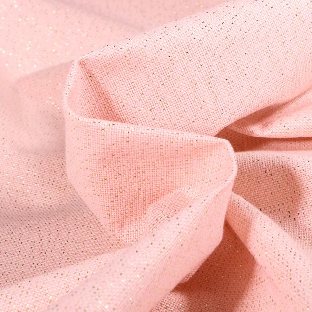 Coupon Tissu Toile de coton Enduit Lurex uni Cubex Rose bébé - Coupon de 150 cm