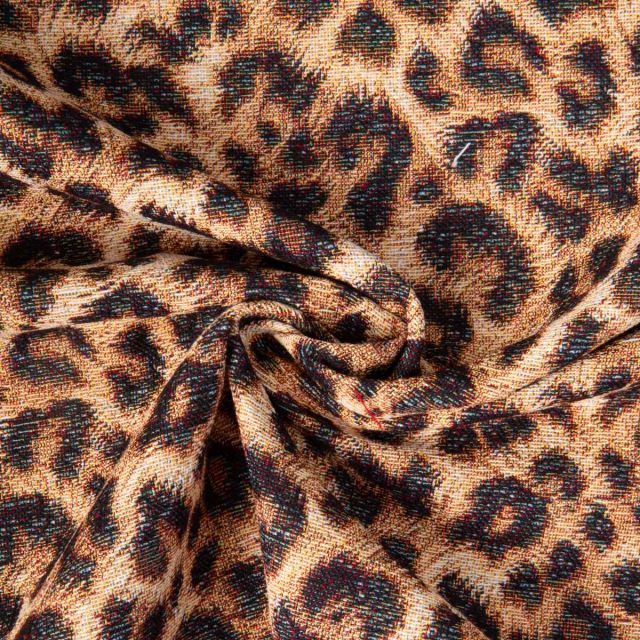 Tissu Jacquard d'ameublement Panthère Beige
