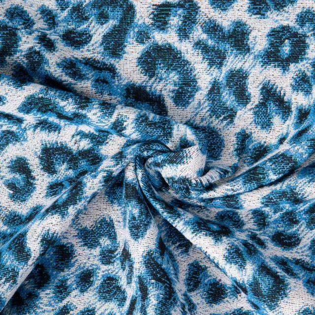 Tissu Jacquard d'ameublement Panthère Bleu