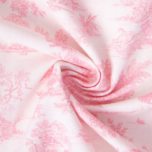Coupon Tissu Coton imprimé Arty Mini pastorale rose sur fond Naturel