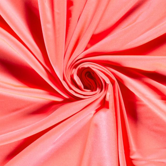 Tissu Lycra brillant uni Corail