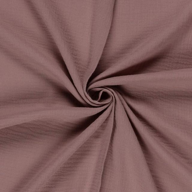 Tissu Double gaze de Coton uni Lie de vin