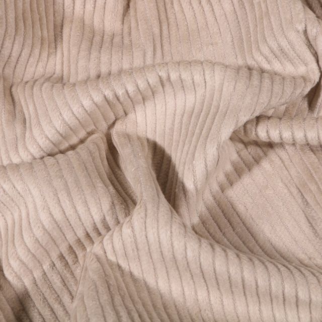 Coupon Tissu Velours côtelé uni Beige - Coupon de 20 cm