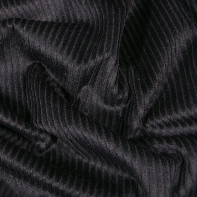 Coupon Tissu Velours côtelé uni Noir - Coupon de 20 cm