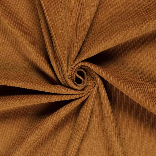 Coupon Tissu Velours Côtelé  Ribelle uni Caramel - Coupon de 70 cm
