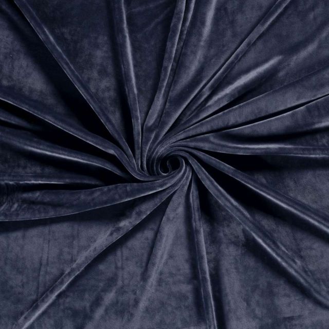 Tissu Velours d'ameublement extensible Alcéa uni Bleu acier