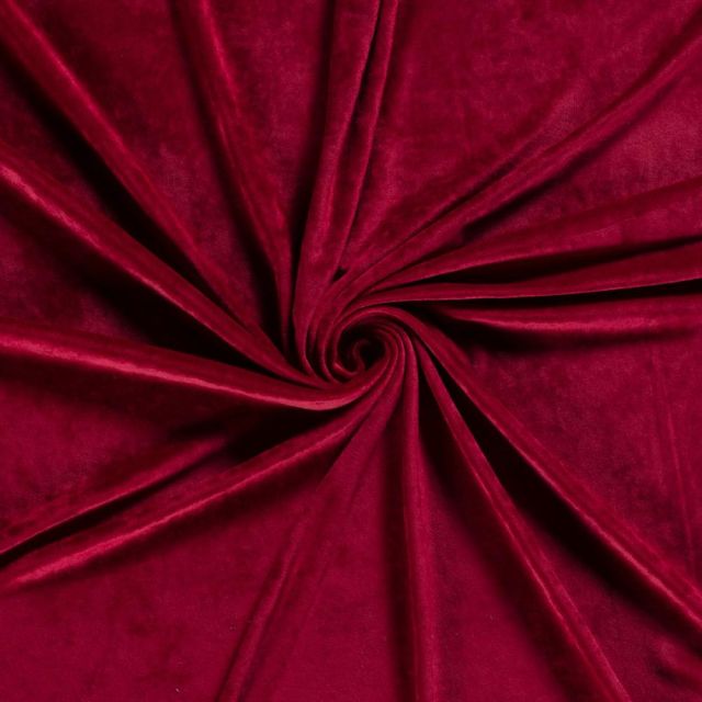 Tissu Velours d'ameublement extensible Alcéa uni Rouge
