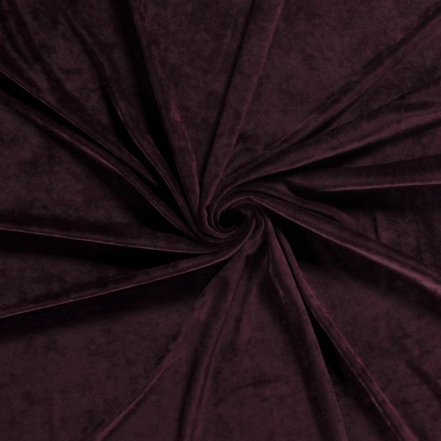 Tissu Velours d'ameublement extensible Alcéa uni Bordeaux