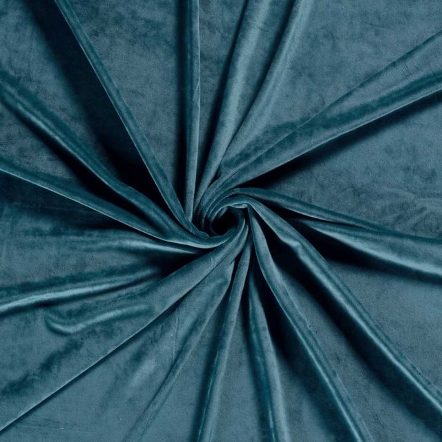 Tissu Velours d'ameublement extensible Alcéa uni Bleu canard