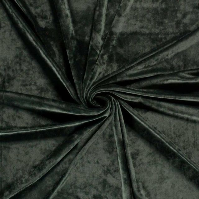 Tissu Velours d'ameublement extensible Alcéa uni Vert foncé