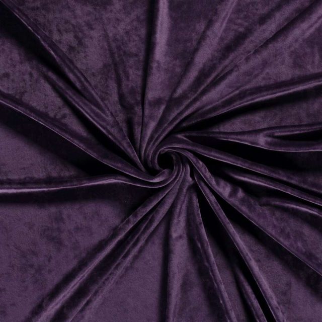 Tissu Velours d'ameublement extensible Acéa uni Pourpre