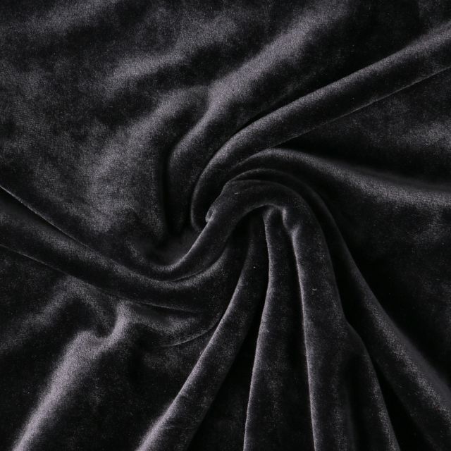 Tissu Velours d'ameublement extensible Alcéa uni Noir