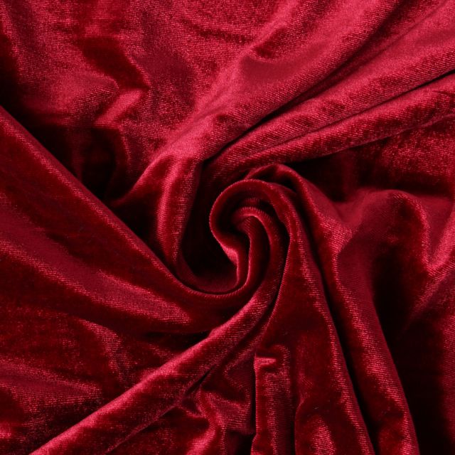 Tissu Velours d'ameublement extensible Cybèle uni Rouge