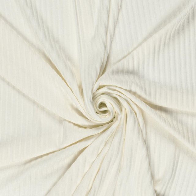 Tissu Jersey Viscose côtelé lourd Oréa uni Blanc
