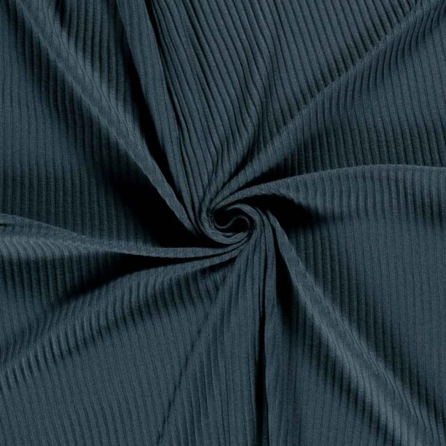 Tissu Jersey Viscose côtelé lourd Oréa uni Bleu indigo