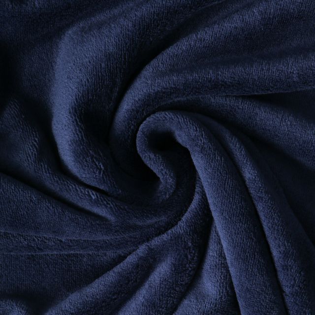 Tissu Doudou Nuvola uni Bleu marine