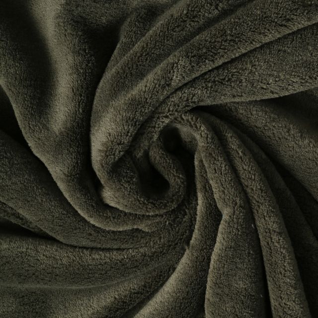 Tissu Doudou Nuvola uni Vert kaki