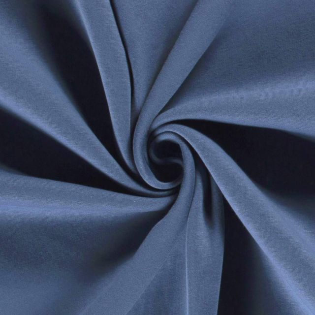 Tissu Molleton Sweat uni Bleu indigo