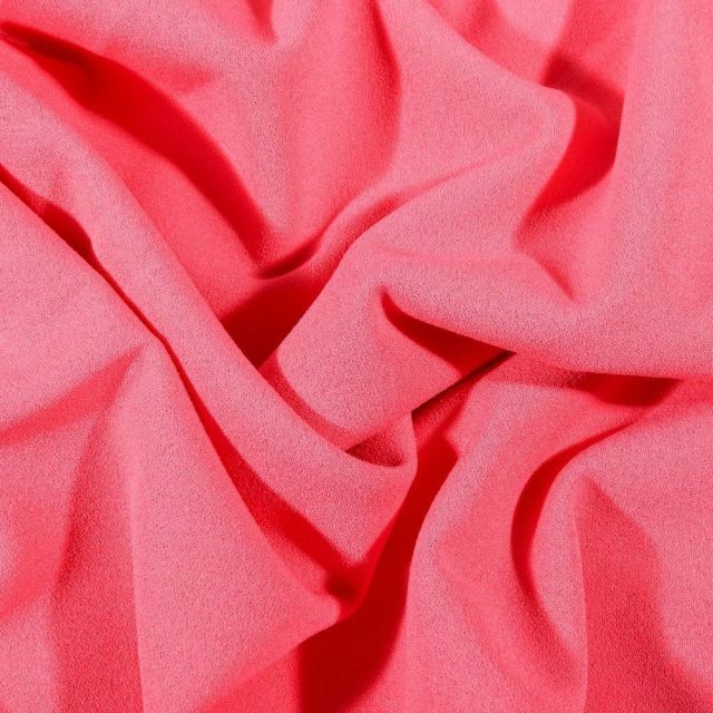 Tissu Crêpe Scuba extensible uni Rose - Par 10 cm