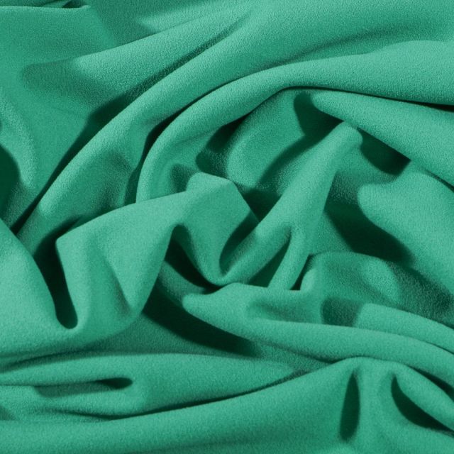 Tissu Crêpe Scuba extensible uni Vert - Par 10 cm