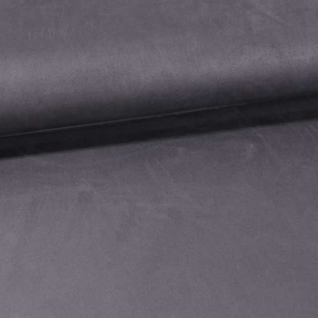 Tissu Suédine Elasthanne aspect Daim uni Gris Anthracite - Par 10 cm
