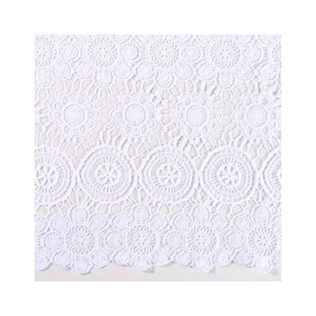 Tissu Dentelle Fleurs et rosaces Blanc - Par 10 cm
