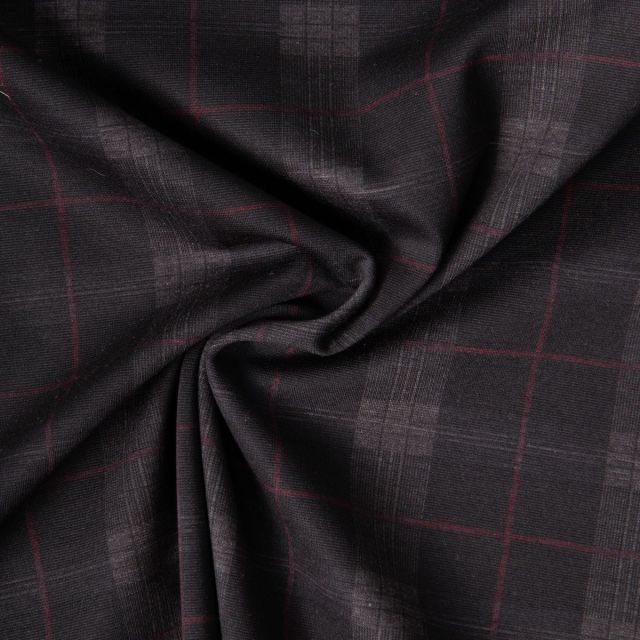 Tissu Bengaline carreaux sur fond Gris anthracite