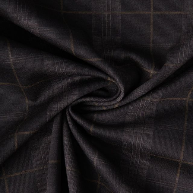 Tissu Bengaline carreaux sur fond Noir